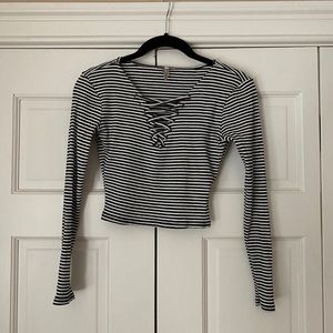 Emma & Sam Striped Crop Top